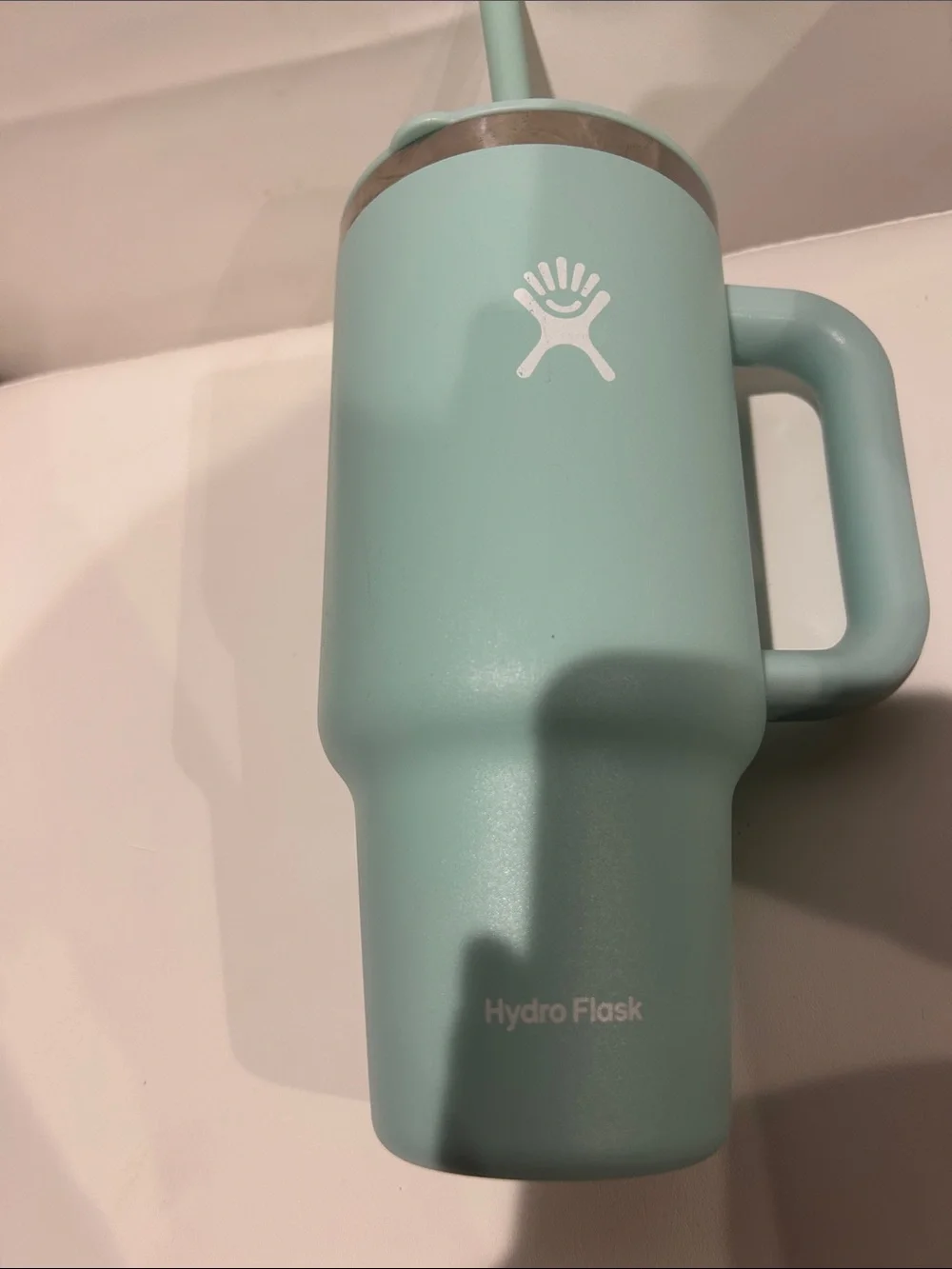 Hydro Flask Mint Green Insulated Tumbler with Handle & Straw